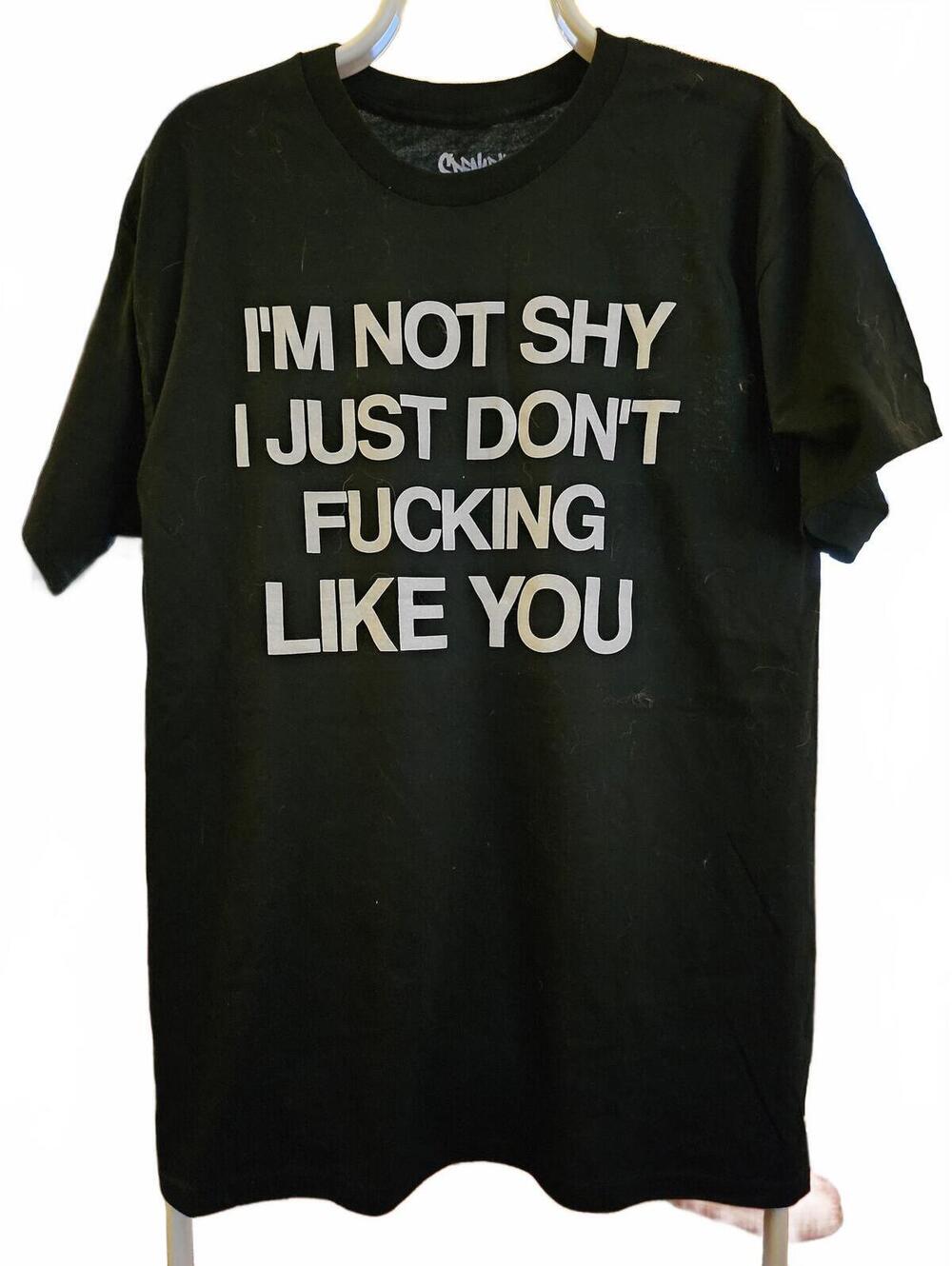 New - Spencer's - I'm Not Shy - Black Graphic Short Sleeve T-Shirt Large - NWOT